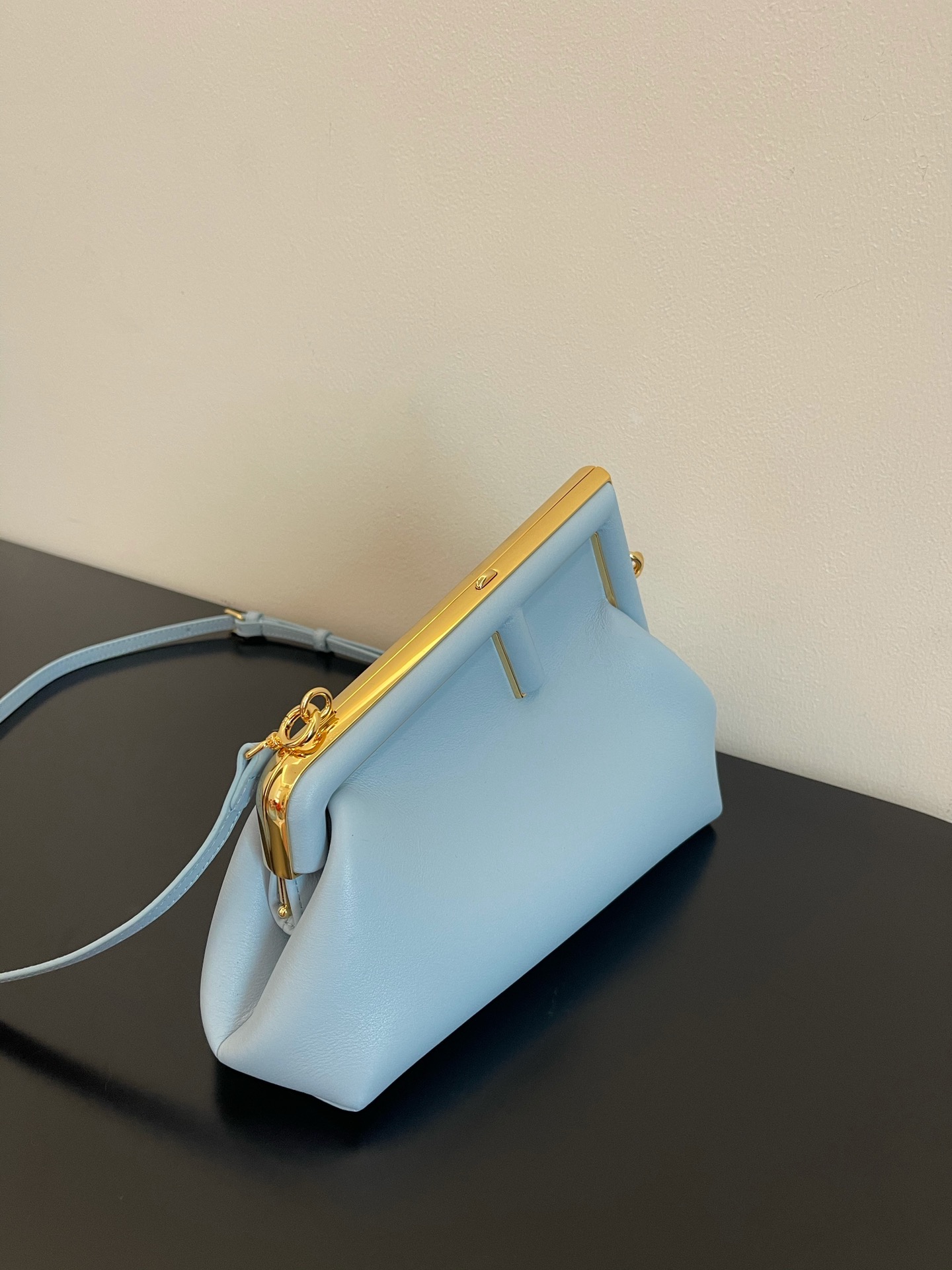 Fendi Small First Nappa Leather Shoulder Bag Light Blue